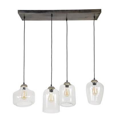 Foto Hoyz - Hanglamp 4L mix XL clear / Oud zilver