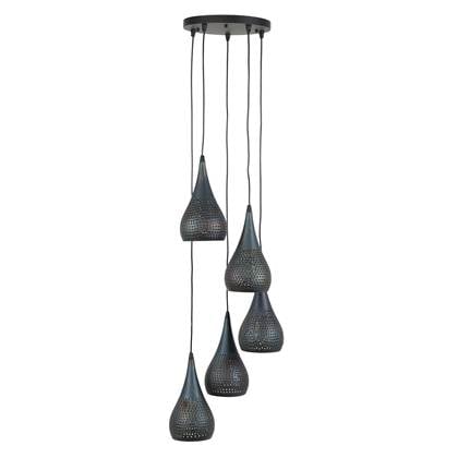 Foto Hoyz - Hanglamp - 5x15 Druppelvormige Metalen Hanglampen