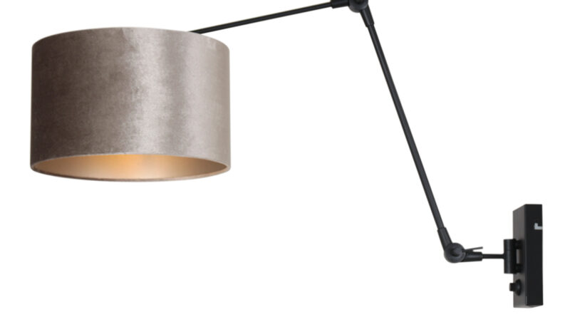 Foto Steinhauer Wandlamp prestige chic 8122 zwart kap zilver velours