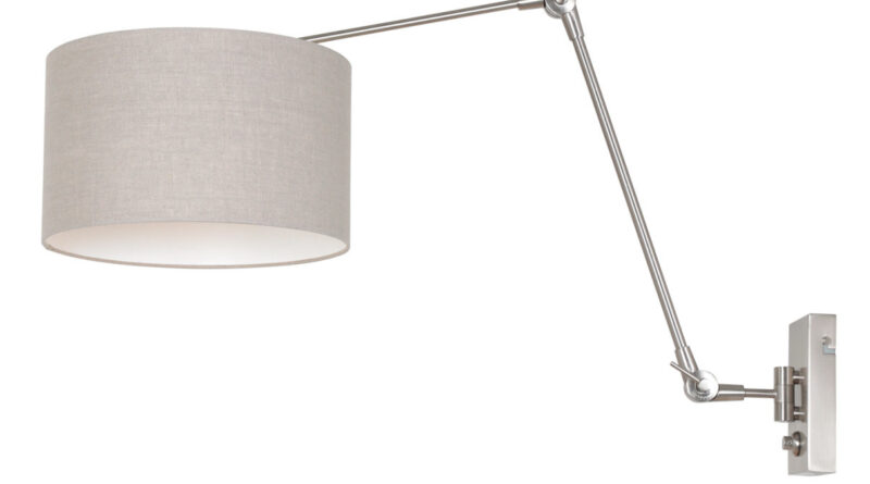 Foto Steinhauer Wandlamp prestige chic 8107 staal kap grijs linnen