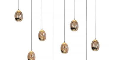 Foto Highlight Hanglamp Golden Egg 8 lichts L 115 x B 18 cm amber-zwart