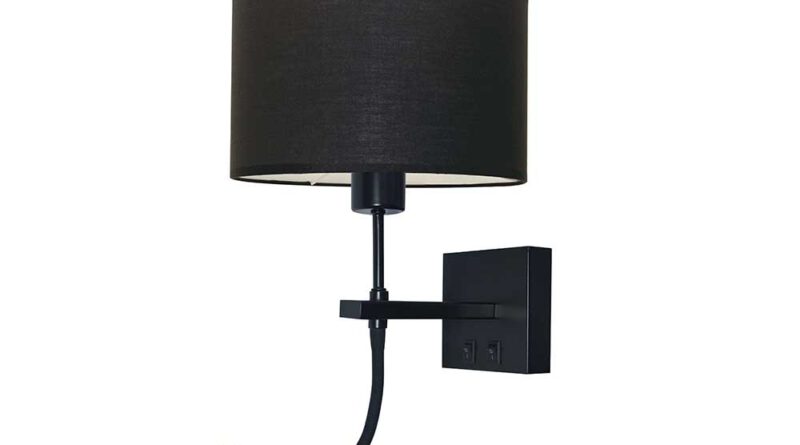 Foto Artdelight Wandlamp Quad incl. kap 20 cm zwart