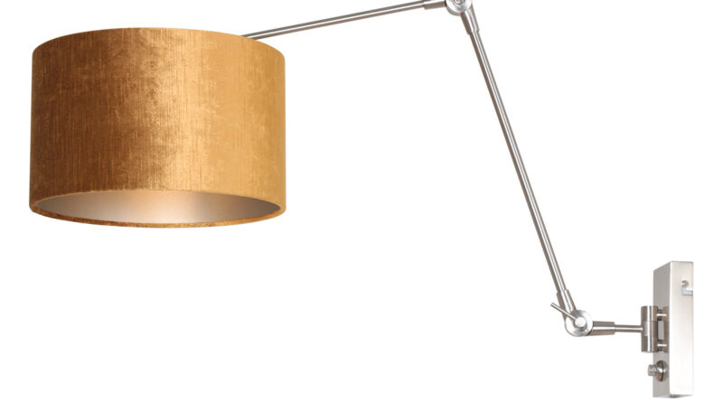 Foto Steinhauer Wandlamp prestige chic 8111 staal kap goud velours