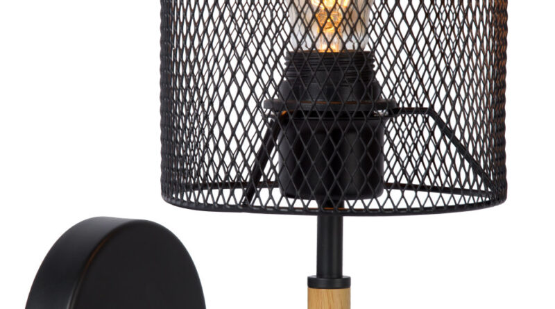 Foto Lucide BASKETT - Wandlamp - 1xE27 - Zwart