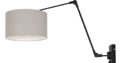 Foto Steinhauer Wandlamp prestige chic 8119 zwart kap grijs linnen