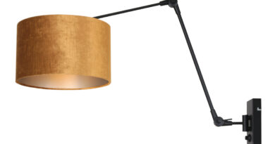 Foto Steinhauer Wandlamp prestige chic 8123 zwart kap goud velours