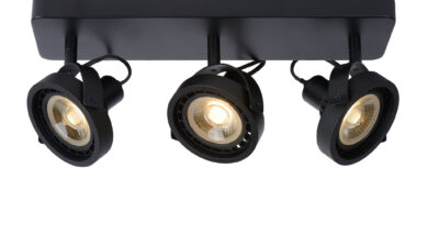 Foto Lucide TALA LED - Plafondspot - LED Dim to warm - GU10 - 3x12W 2200K/3000K - Zwart