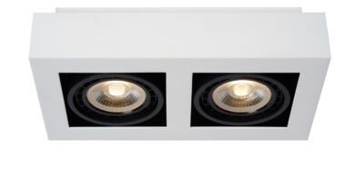 Foto Lucide ZEFIX - Plafondspot - LED Dim to warm - GU10 - 2x12W 2200K/3000K - Wit