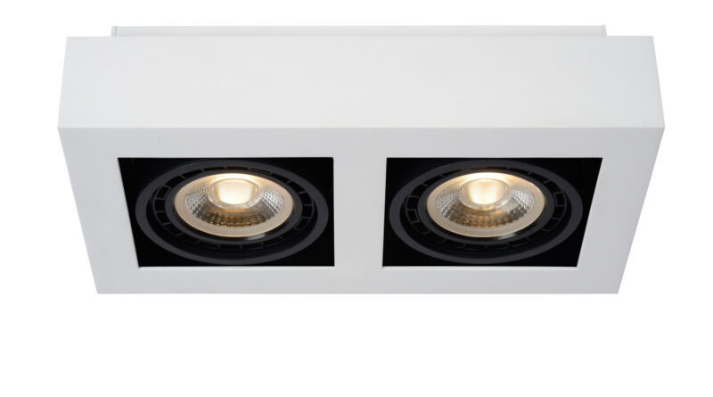 Foto Lucide ZEFIX - Plafondspot - LED Dim to warm - GU10 - 2x12W 2200K/3000K - Wit