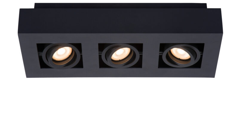 Foto Lucide XIRAX - Plafondspot - LED Dim to warm - GU10 - 3x5W 2200K/3000K - Zwart