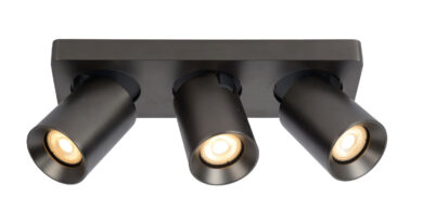 Foto Lucide NIGEL - Plafondspot - LED Dim to warm - GU10 - 3x5W 2200K/3000K - Zwart Staal