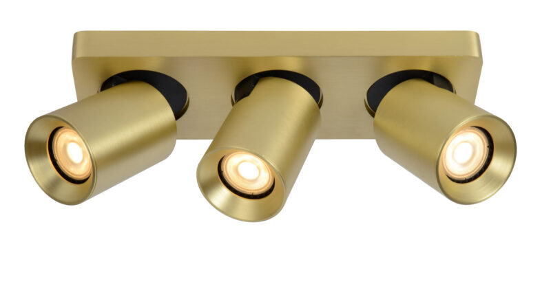 Foto Lucide NIGEL - Plafondspot - LED Dim to warm - GU10 - 3x5W 2200K/3000K - Mat Goud / Messing