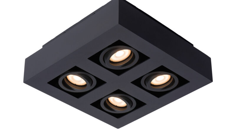 Foto Lucide XIRAX - Plafondspot - LED Dim to warm - GU10 - 4x5W 2200K/3000K - Zwart