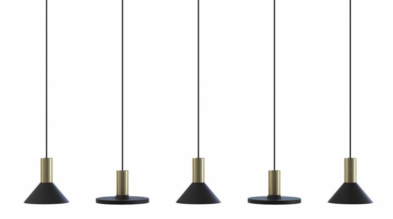 Foto Nowodvorski Hanglamp Hermanos 5 lichts L 132 cm zwart - goud