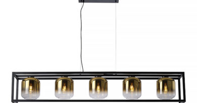 Foto Freelight Hanglamp Dentro 5 lichts L 160 cm goud glas zwart