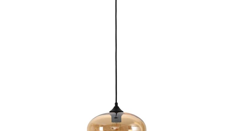 Foto Artdelight Hanglamp Toronto 27 cm amber glas zwart