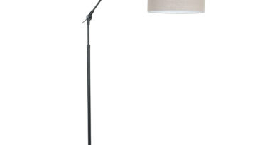 Foto Steinhauer Vloerlamp prestige chic 8113zw zwart kap grijs linnen