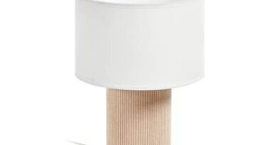 Foto Kave Home - Bianella corduroy tafellamp in beige