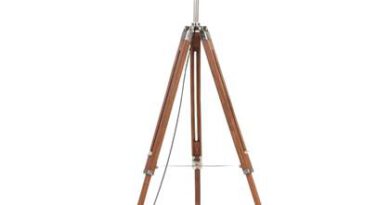 Foto vidaXL Vloerlamp driepoot 141 cm massief teakhout honingbruin en zwart